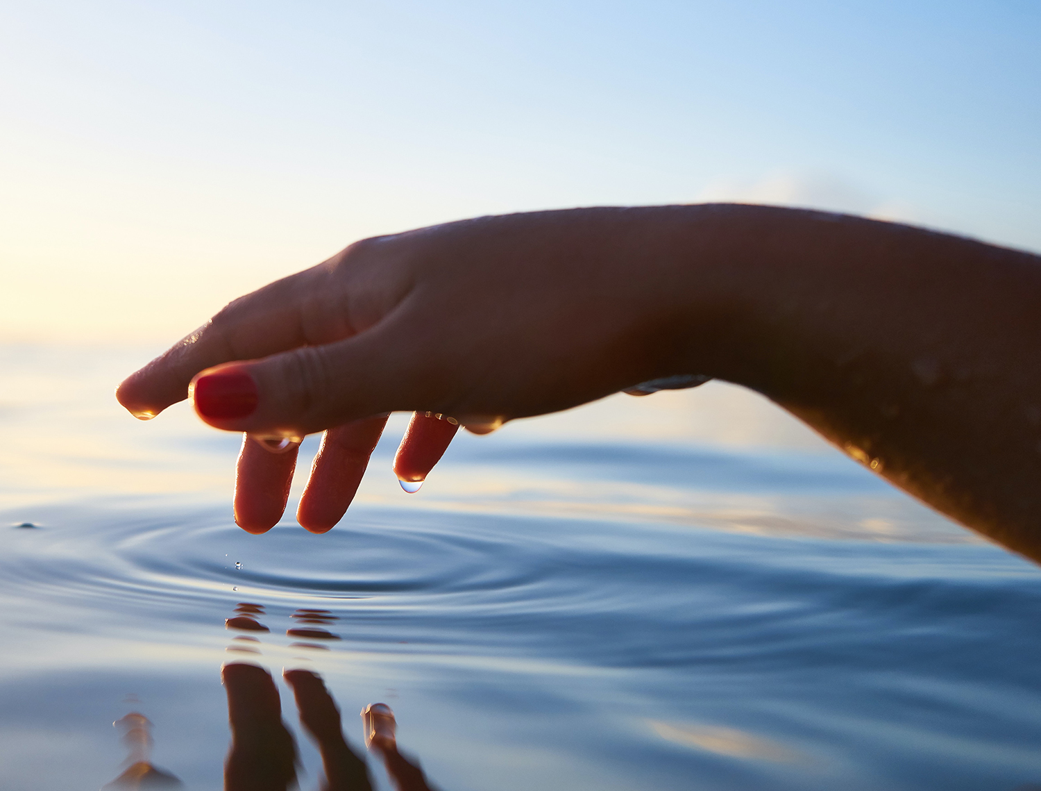 touching water